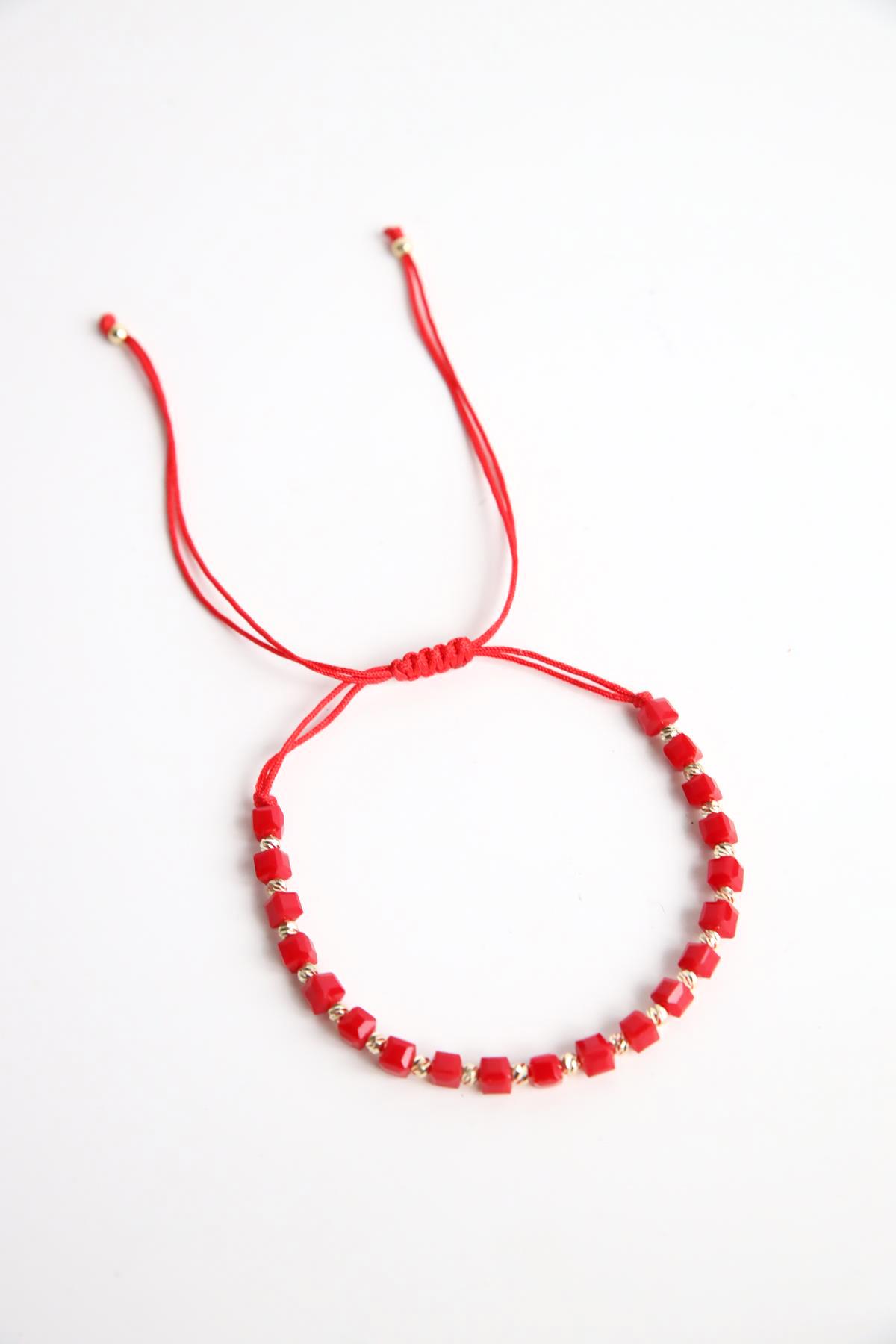 Kırmızı Küp Kristal Taşlı Tasarım Halhal - Şaman Butik Kırmızı Küp Kristal Taşlı Tasarım Halhal