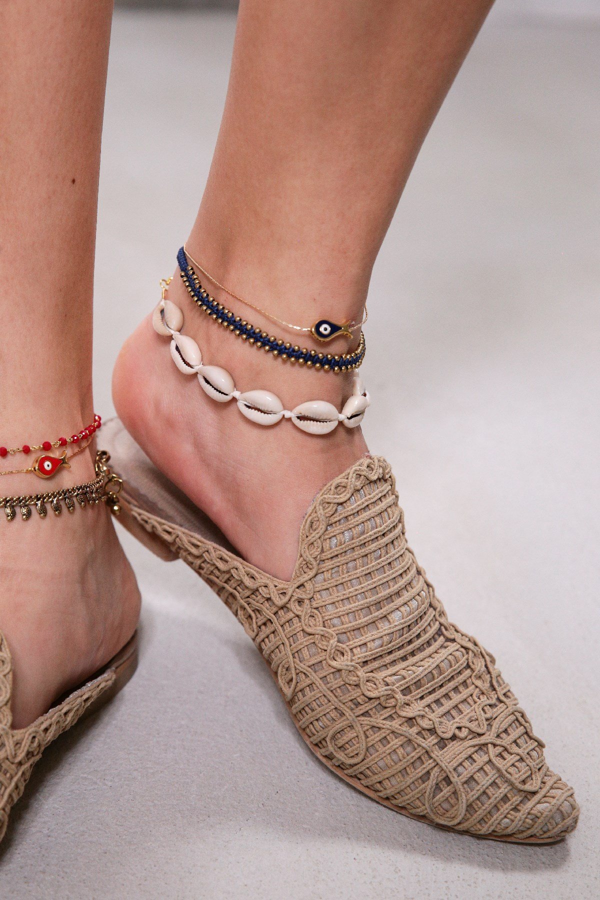  Lacivert Mum İpli İki Sıra Bronz Tasarım Halhal