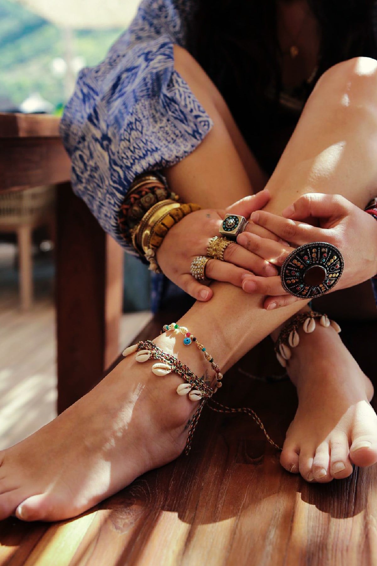 Salyangoz Deniz Kabuklu Nazar Boncuklu Tasarım Halhal - Şaman Butik Salyangoz Deniz Kabuklu Nazar Boncuklu Tasarım Halhal