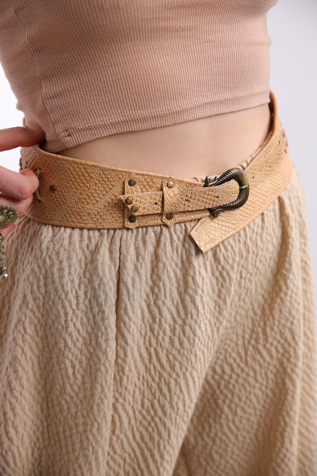  Camel Parçalı Deri Kemer