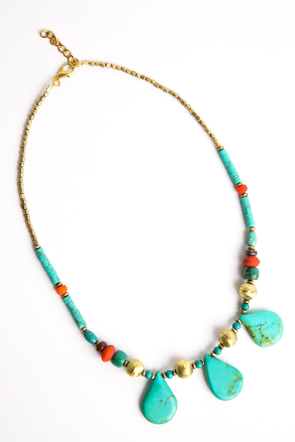 Damla Turkuaz Taşlı Kolye - Şaman Butik Damla Turkuaz Taşlı Kolye