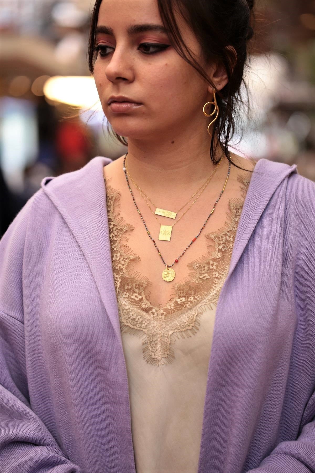 Gümüş Etnik Motif Detaylı Tasarım İnce Kolye - Şaman Butik Gümüş Etnik Motif Detaylı Tasarım İnce Kolye
