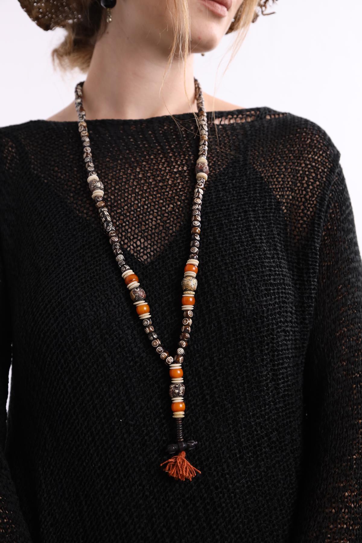 Spiral Detay Antika Tasarım Püsküllü Kolye - Şaman Butik Spiral Detay Antika Tasarım Püsküllü Kolye