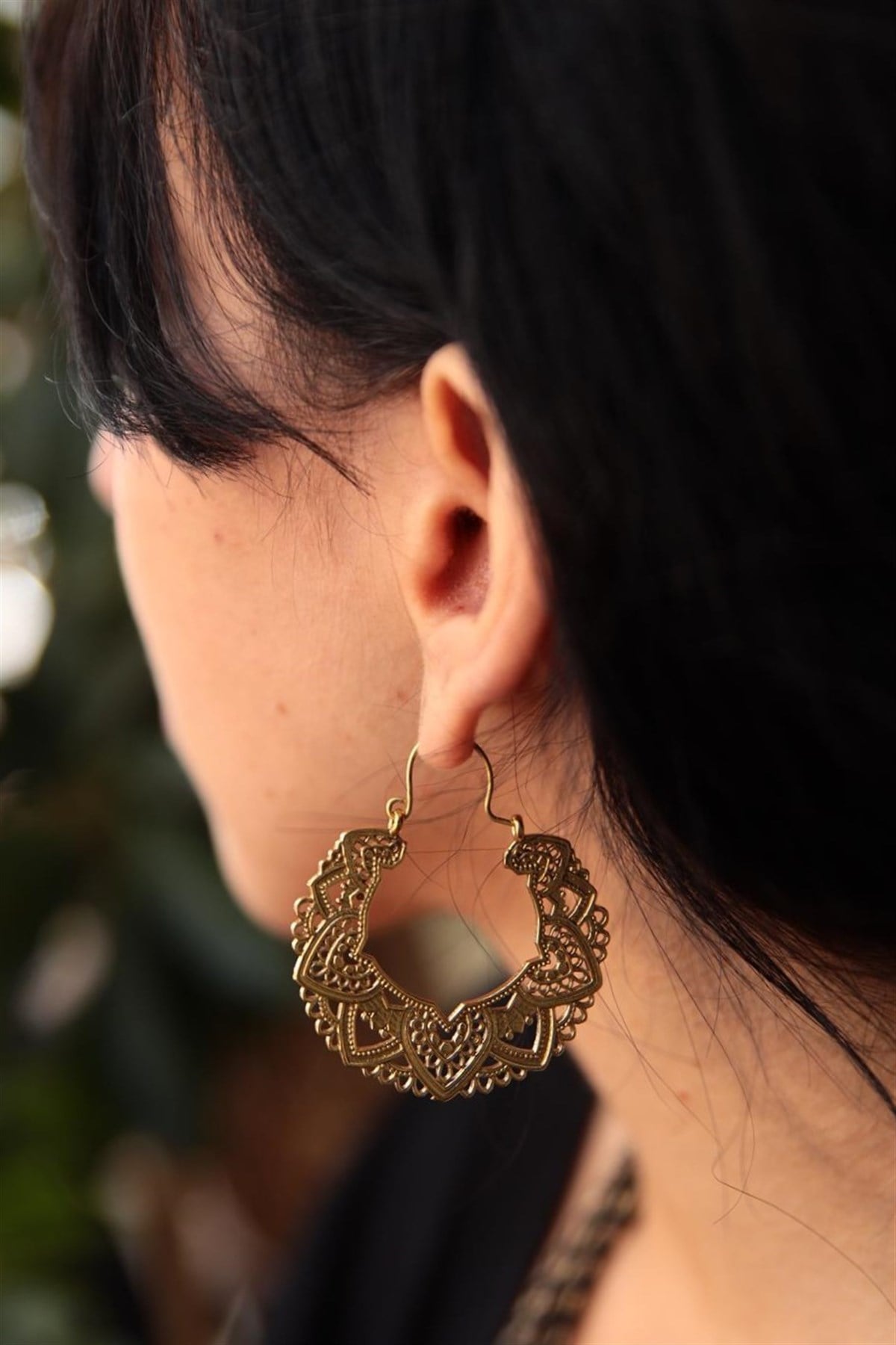  Bronz İşlemeli Antik Tasarım Küpe