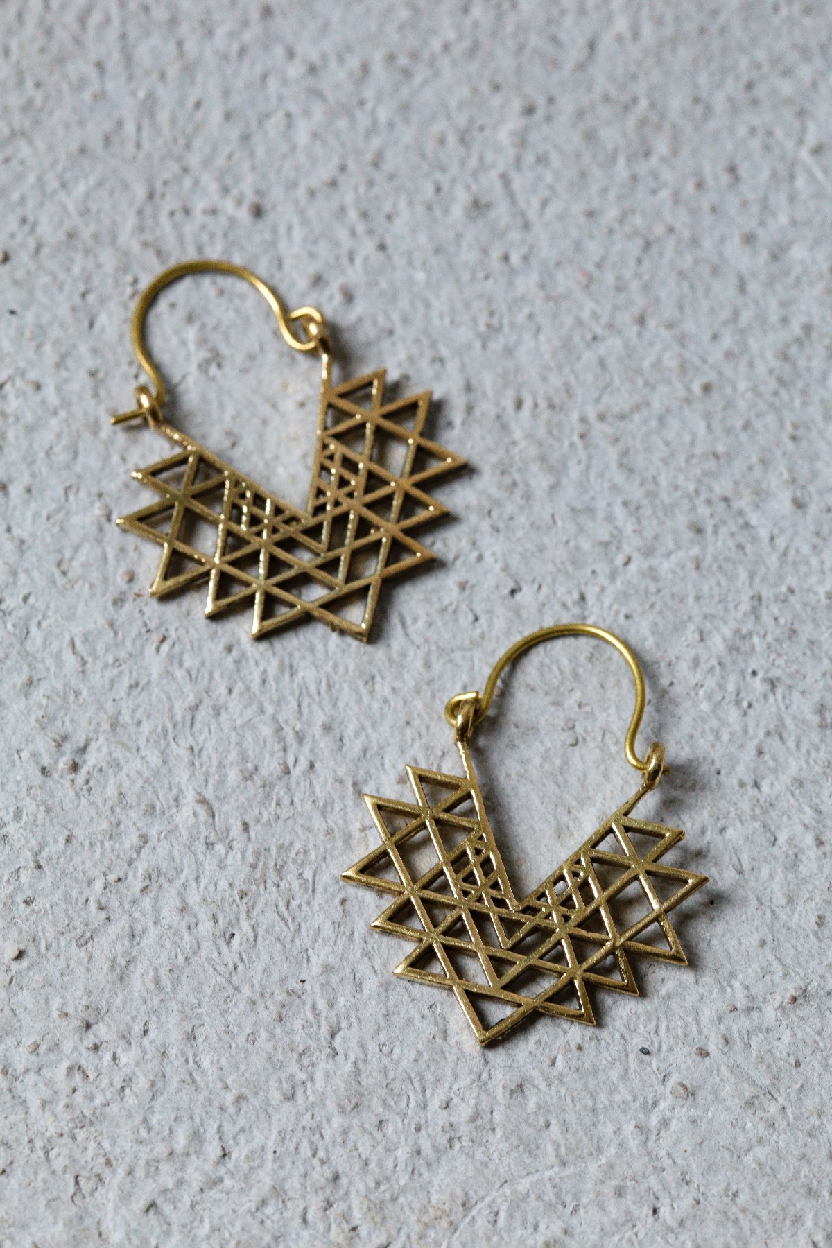 Geometrik tasarım Bronz Küpe - Şaman Butik Geometrik Tasarım Bronz Küpe