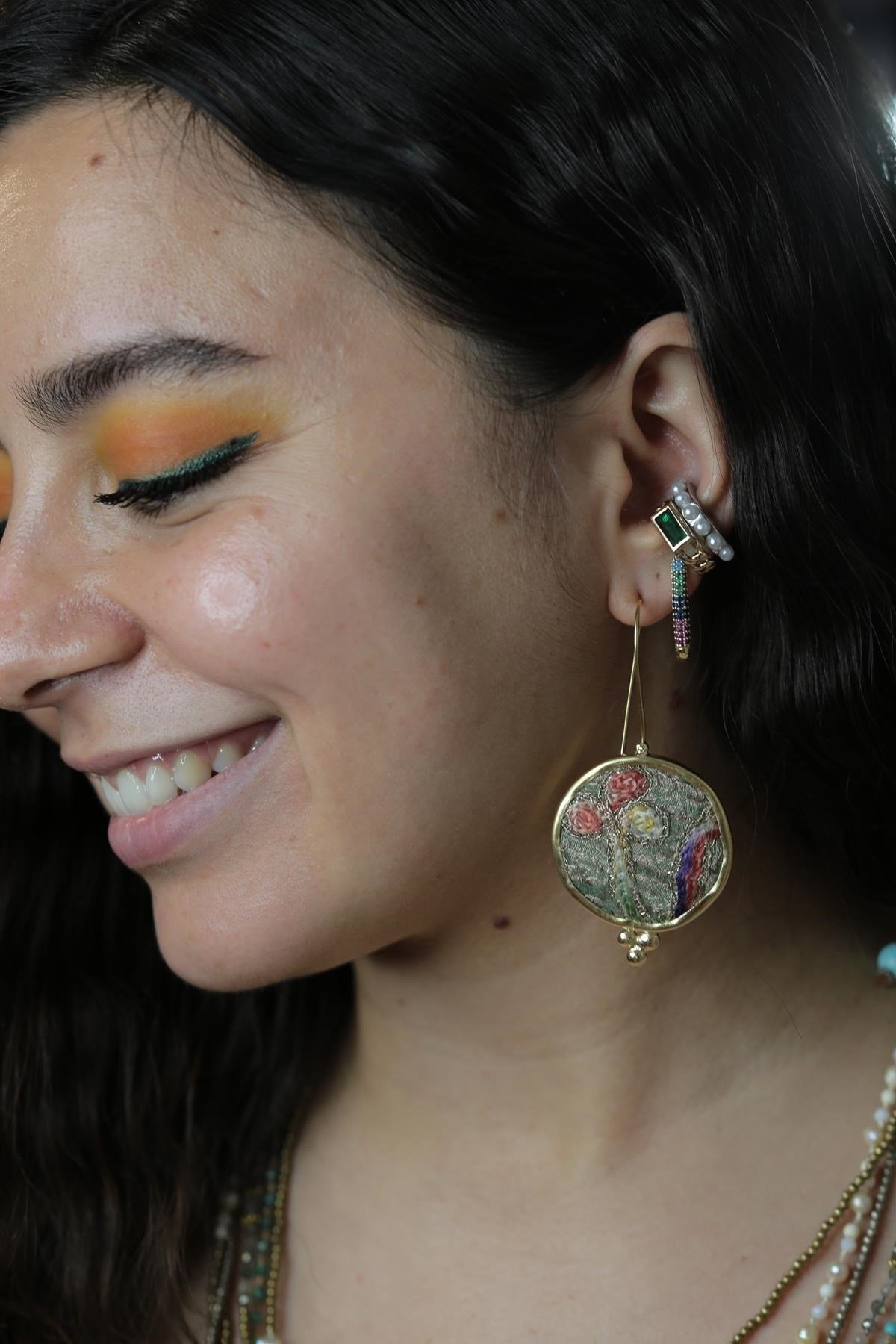 Kaneviçe Tasarım El Yapımı Yuvarlak Küpe - Şaman Butik Kaneviçe Tasarım El Yapımı Yuvarlak Küpe