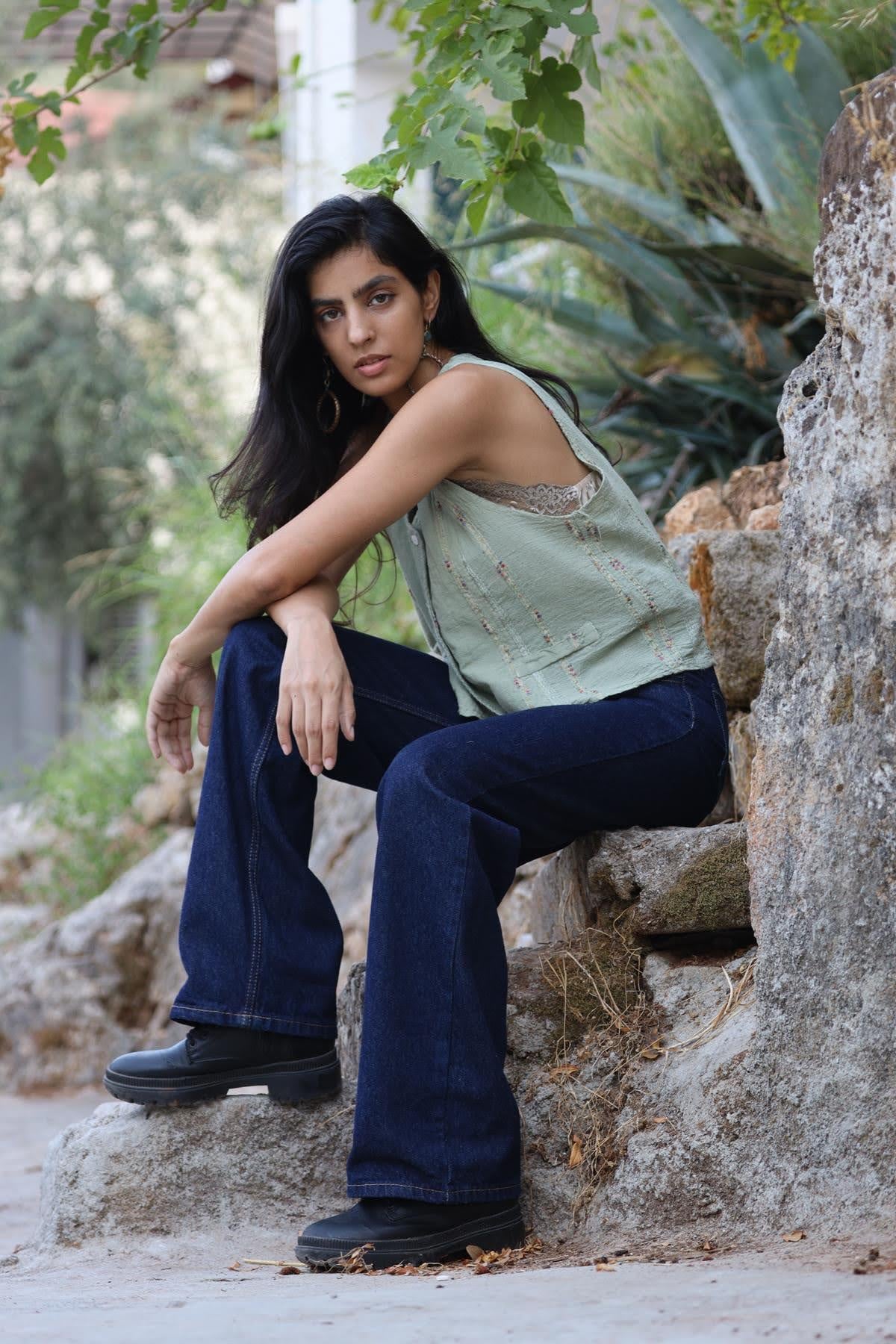 Navy Blue Palazzo Jeans