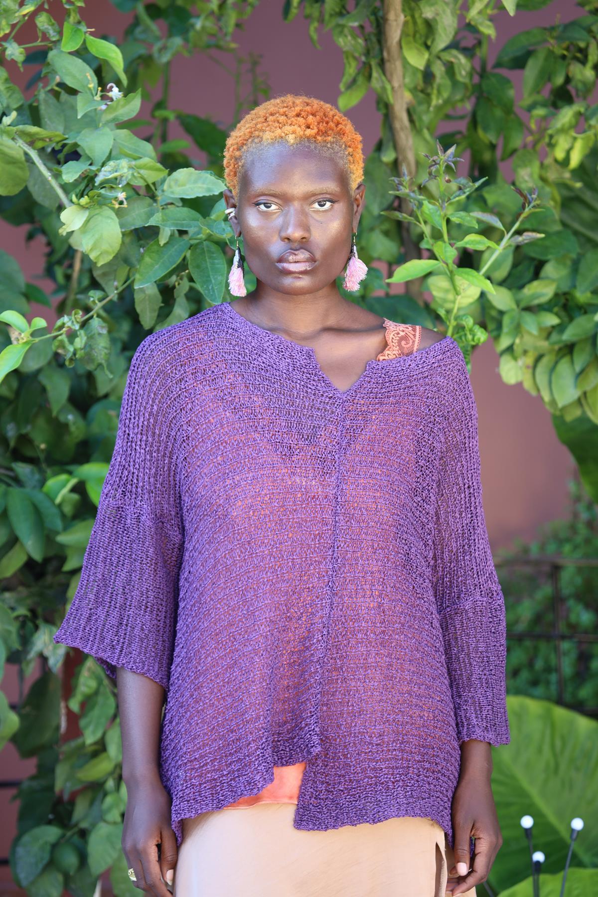 Purple Lightweight Knitted Blouse