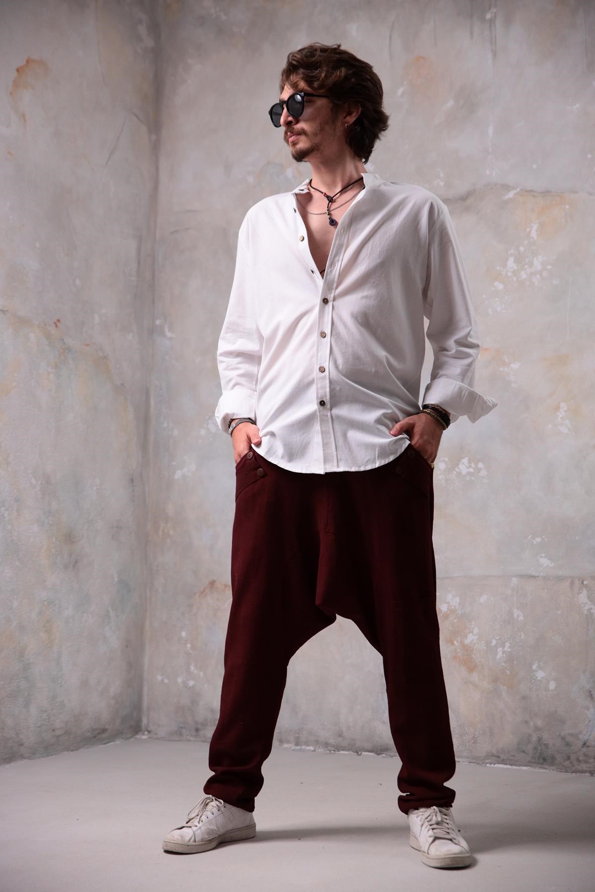 Koyu Bordo Loris Erkek Pantolon - Şaman Butik Koyu Bordo Loris Erkek Pantolon