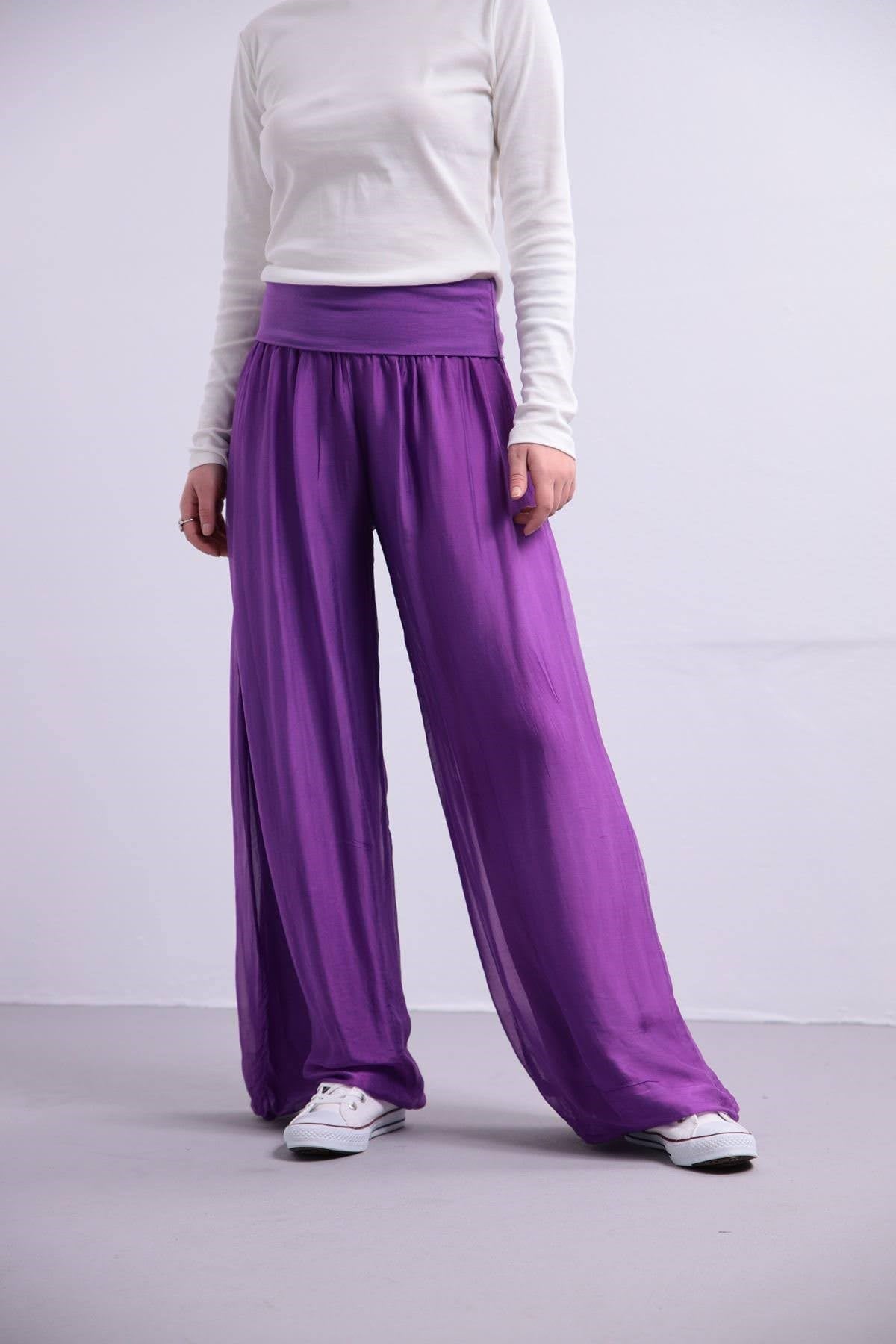 Mor İpek Pantolon - Şaman Butik Mor İpek Pantolon