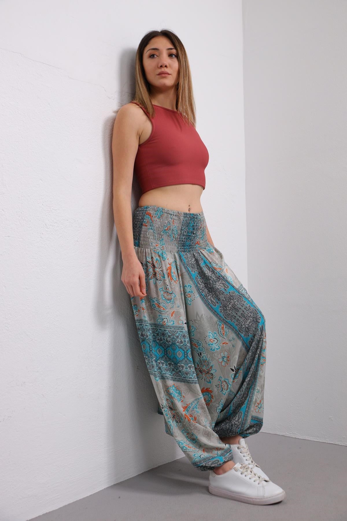 Gri İpek Harem Şalvar - Şaman Butik Gri İpek Harem Şalvar