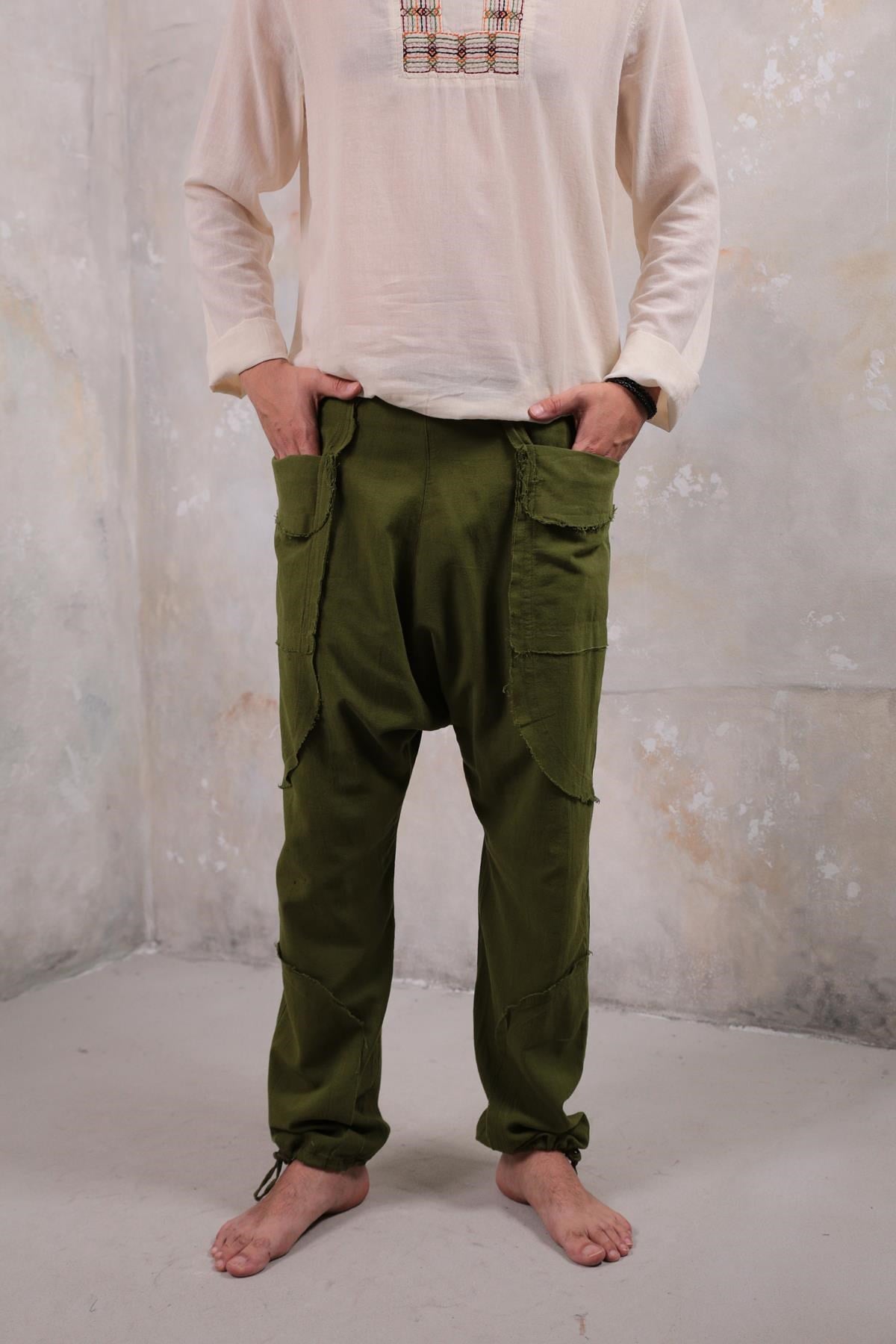 Haki Torba Cep Manhattan Şalvar - Şaman Butik Haki Torba Cep Manhattan Şalvar