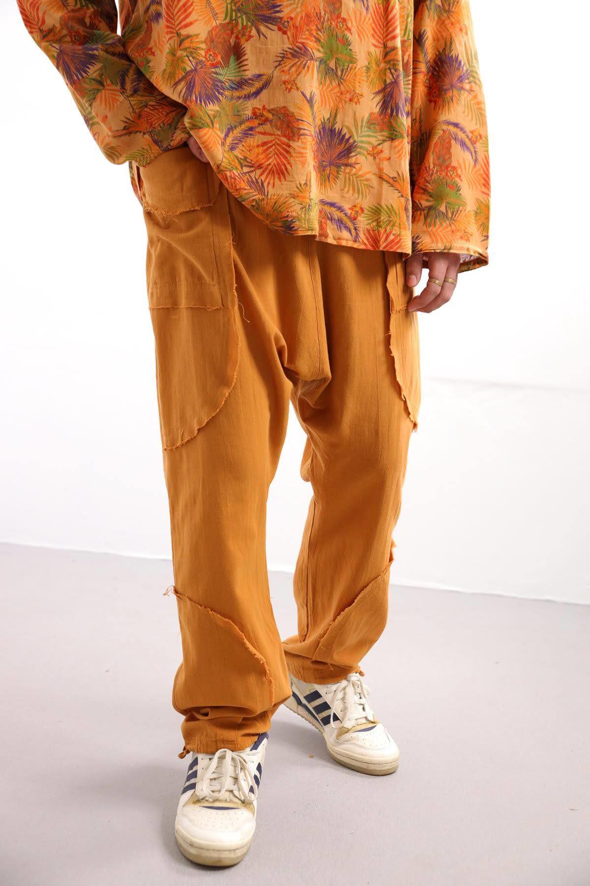 Hardal Rengi Torba Cep Manhattan Şalvar - Şaman Butik - Bohem Giyim ve Aksesuar | Kadın & Erkek Hardal Rengi Torba Cep Manhattan Şalvar