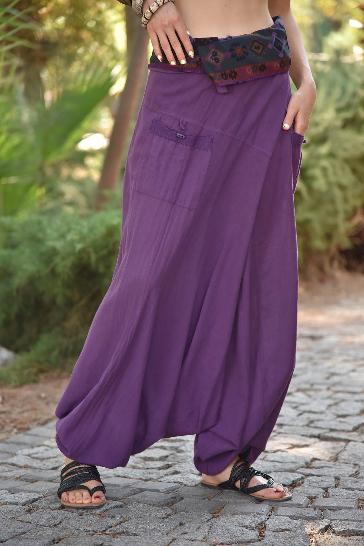 Mor Balıkçı Şalvar - Şaman Butik  - Bohem Giyim ve Aksesuar | Kadın & Erkek Mor Balıkçı Şalvar