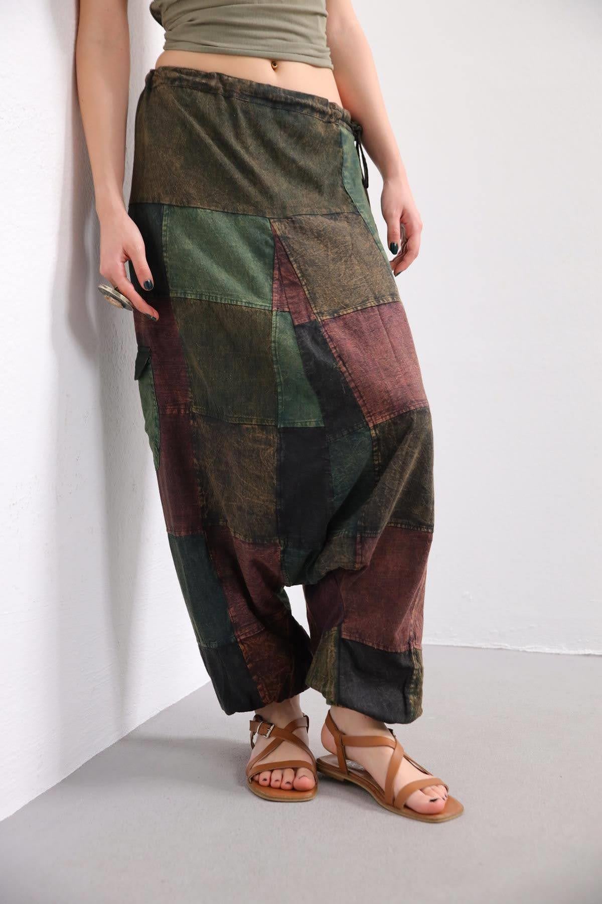 Renkli Patchwork Şalvar - Şaman Butik Renkli Patchwork Şalvar