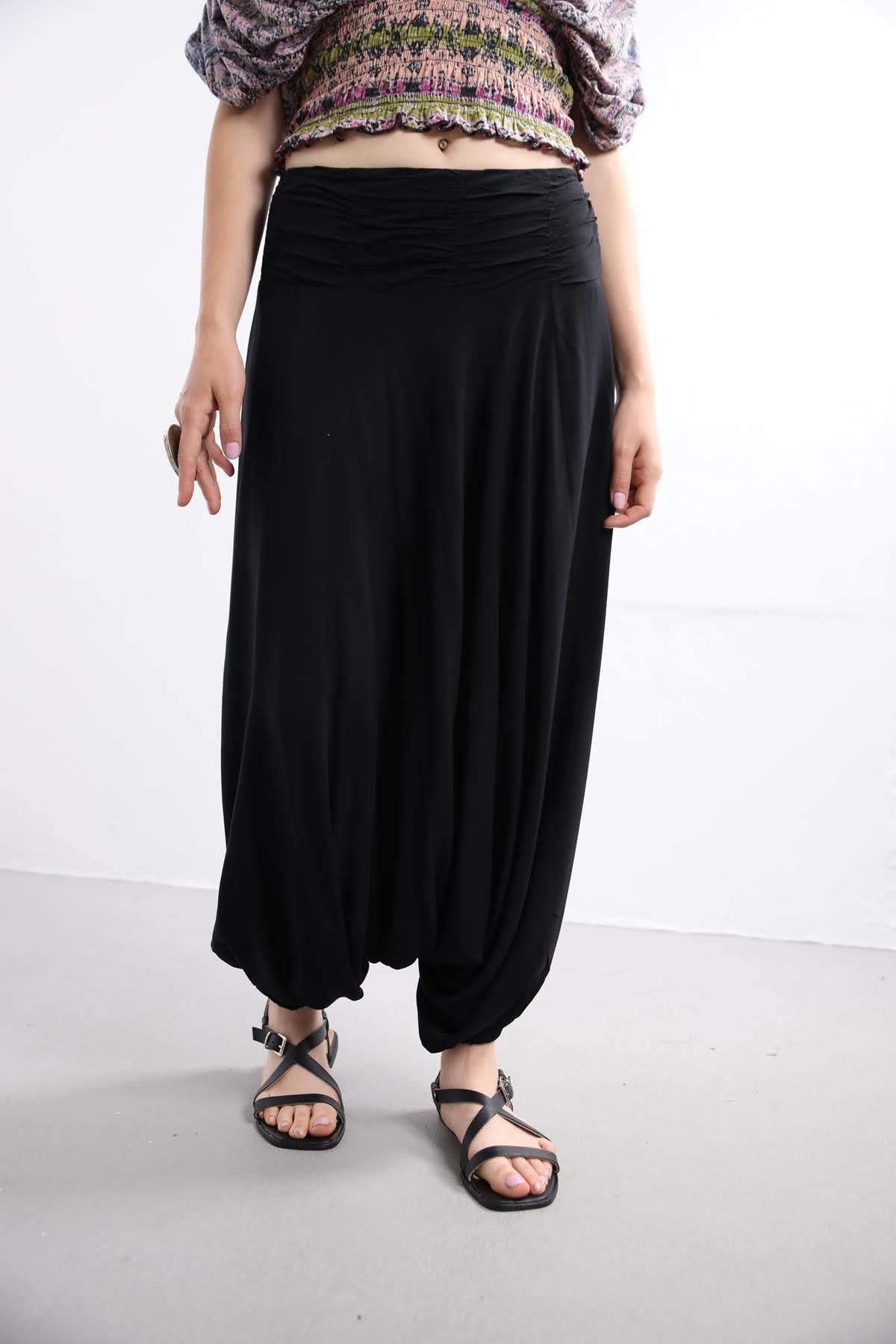 Siyah Drape Düşük Ağlı Şalvar - Şaman Butik Siyah Drape Düşük Ağlı Şalvar