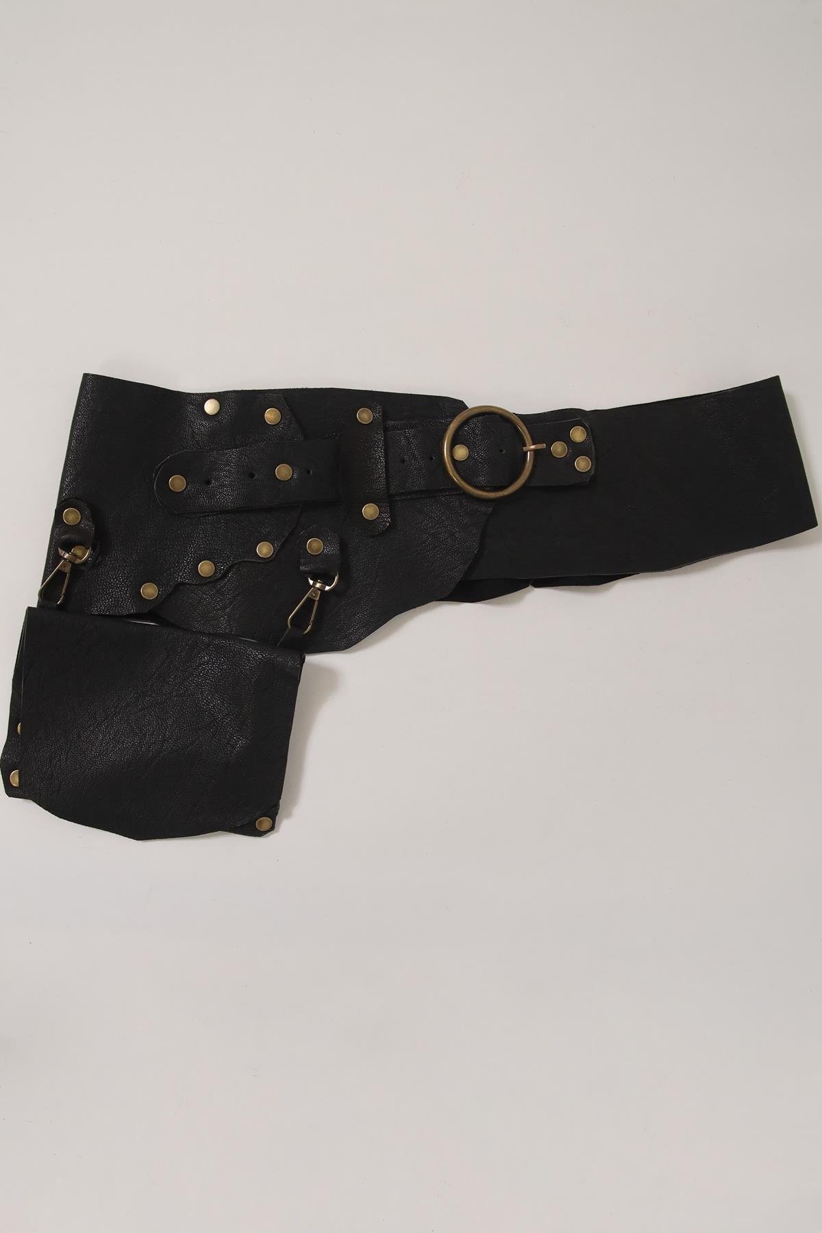 Siyah Deri Cepli Kemer