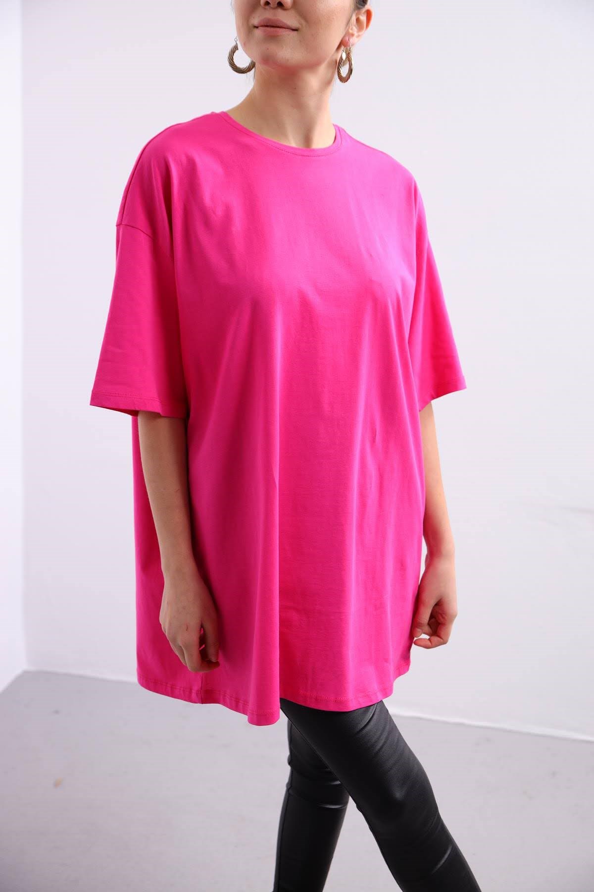 Fuşya Oversize Tshirt - Şaman Butik Fuşya Oversize Tshirt
