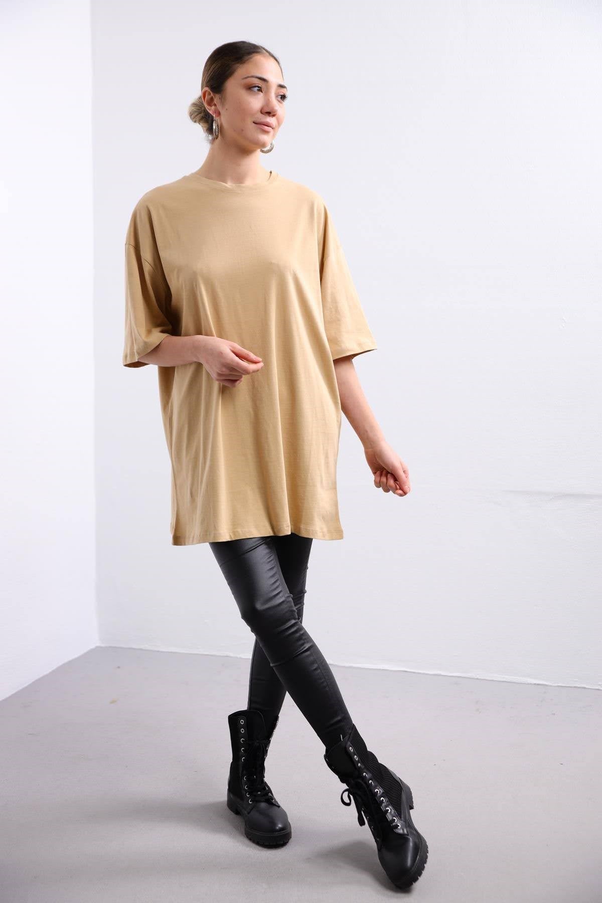 Sütlü Kahve Oversize Tshirt - Şaman Butik Sütlü Kahve Oversize Tshirt