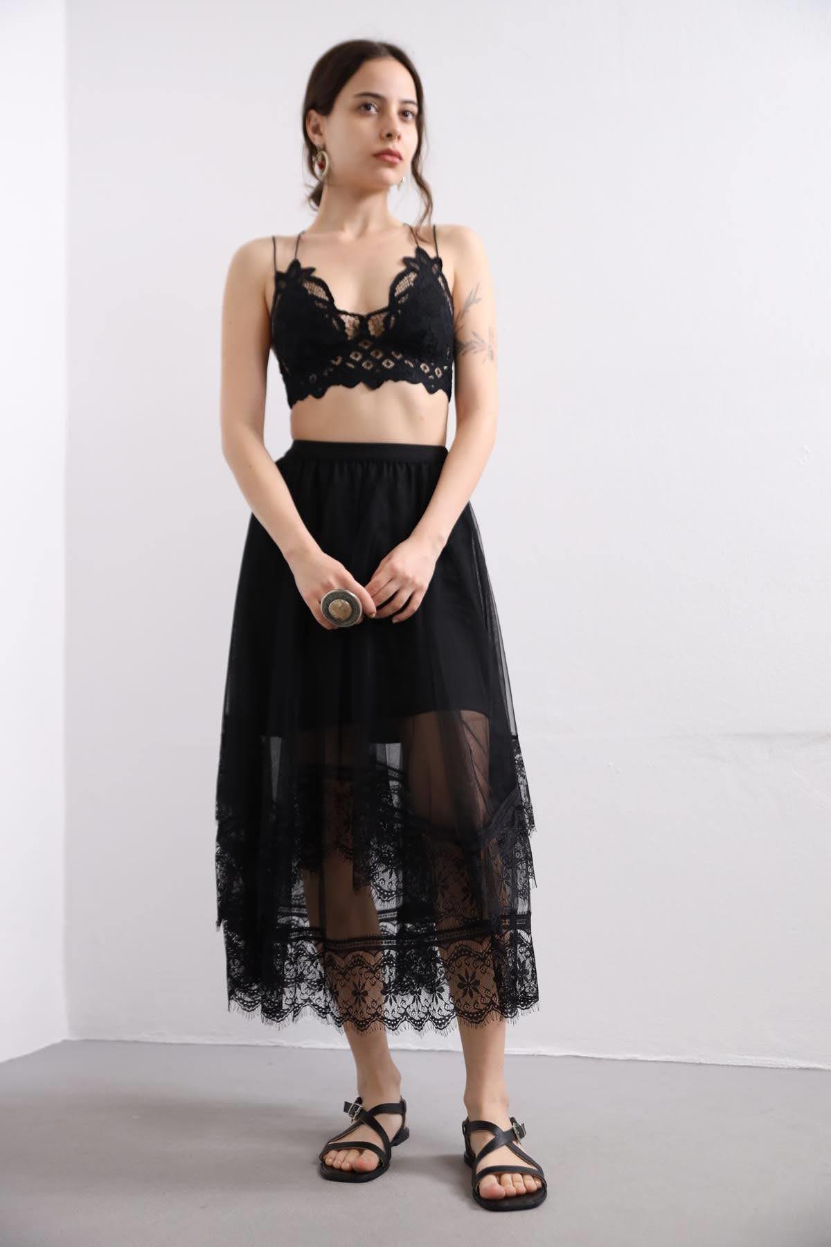  Siyah Dantel Bralet