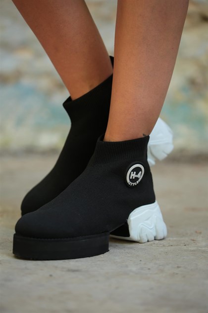Siyah Yüksek Taban Çorap Ayakkabı - Şaman Butik Siyah Yüksek Taban Çorap Ayakkabı