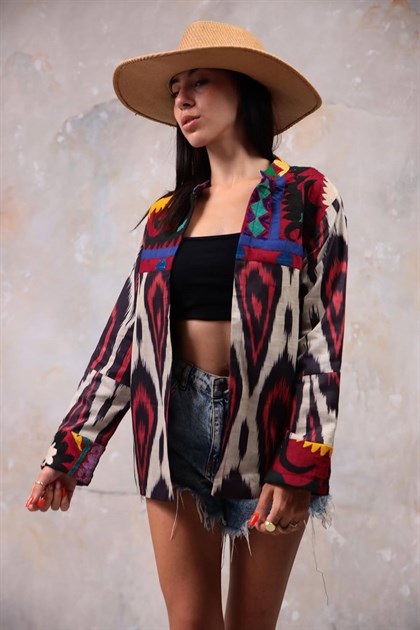 Bordo Suzani Kaftan - Şaman Butik Bordo Suzani Kaftan