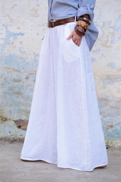 Beyaz Asena Pantolon - Şaman Butik  - Bohem Giyim ve Aksesuar | Kadın & Erkek Beyaz Asena Pantolon