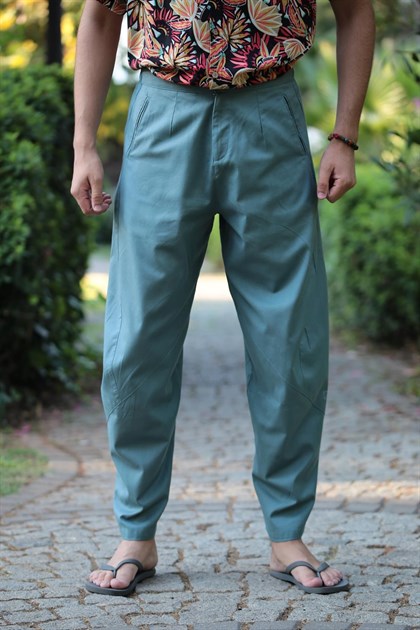 Mint Yeşili Beli Lastikli Pantolon - Şaman Butik Mint Yeşili Beli Lastikli Pantolon