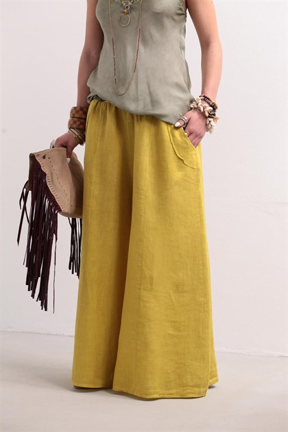 Sarı Asena Pantolon - Şaman Butik - Bohem Giyim ve Aksesuar | Kadın & Erkek Sarı Asena Pantolon