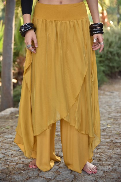 Sarı İpek Kelebek Şalvar - Şaman Butik  - Bohem Giyim ve Aksesuar | Kadın & Erkek Sarı İpek Kelebek Şalvar
