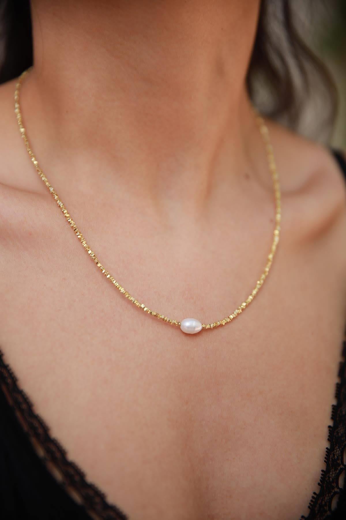 İnci Detaylı Gümüş Kolye