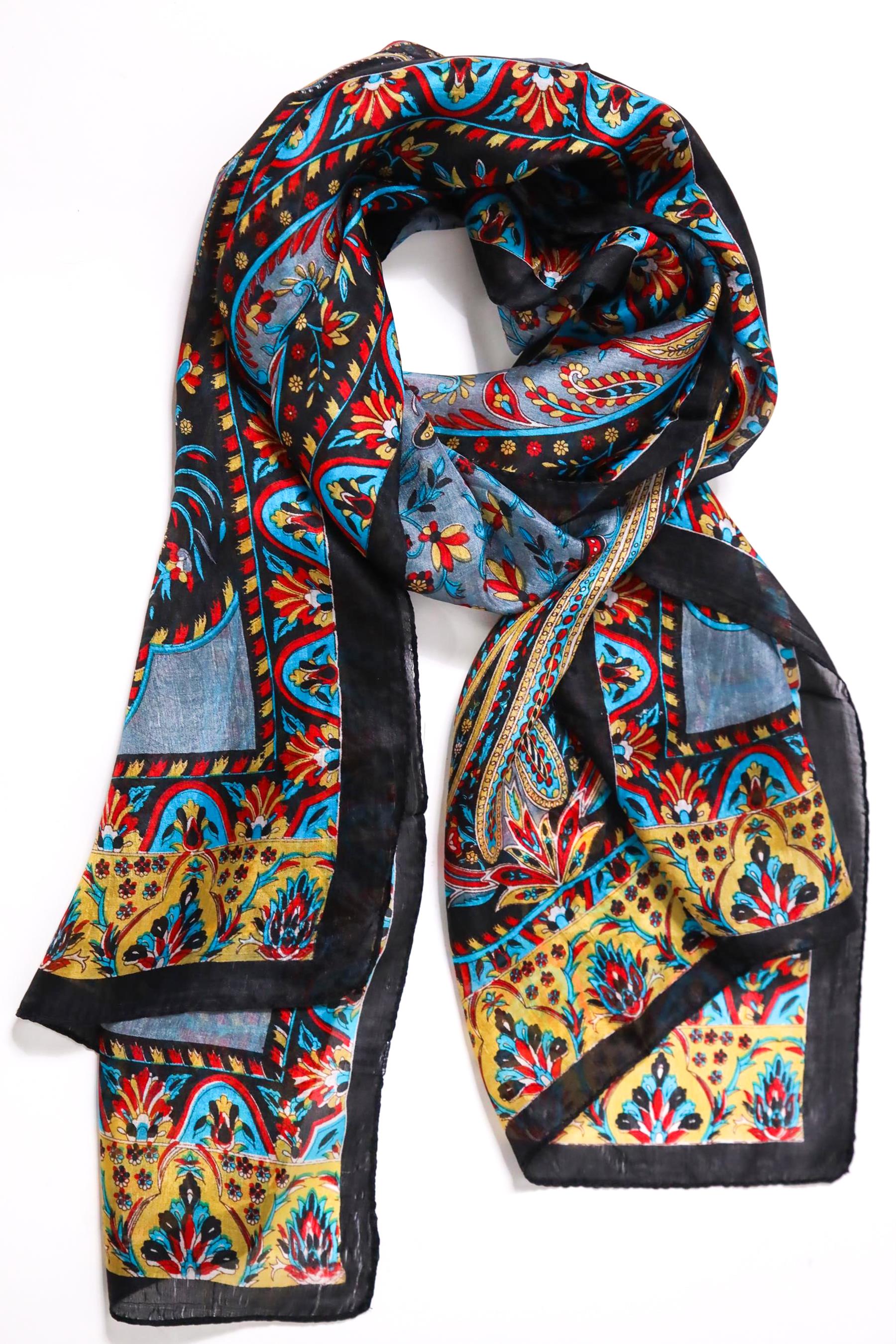  Siyah Desenli İpek Şal