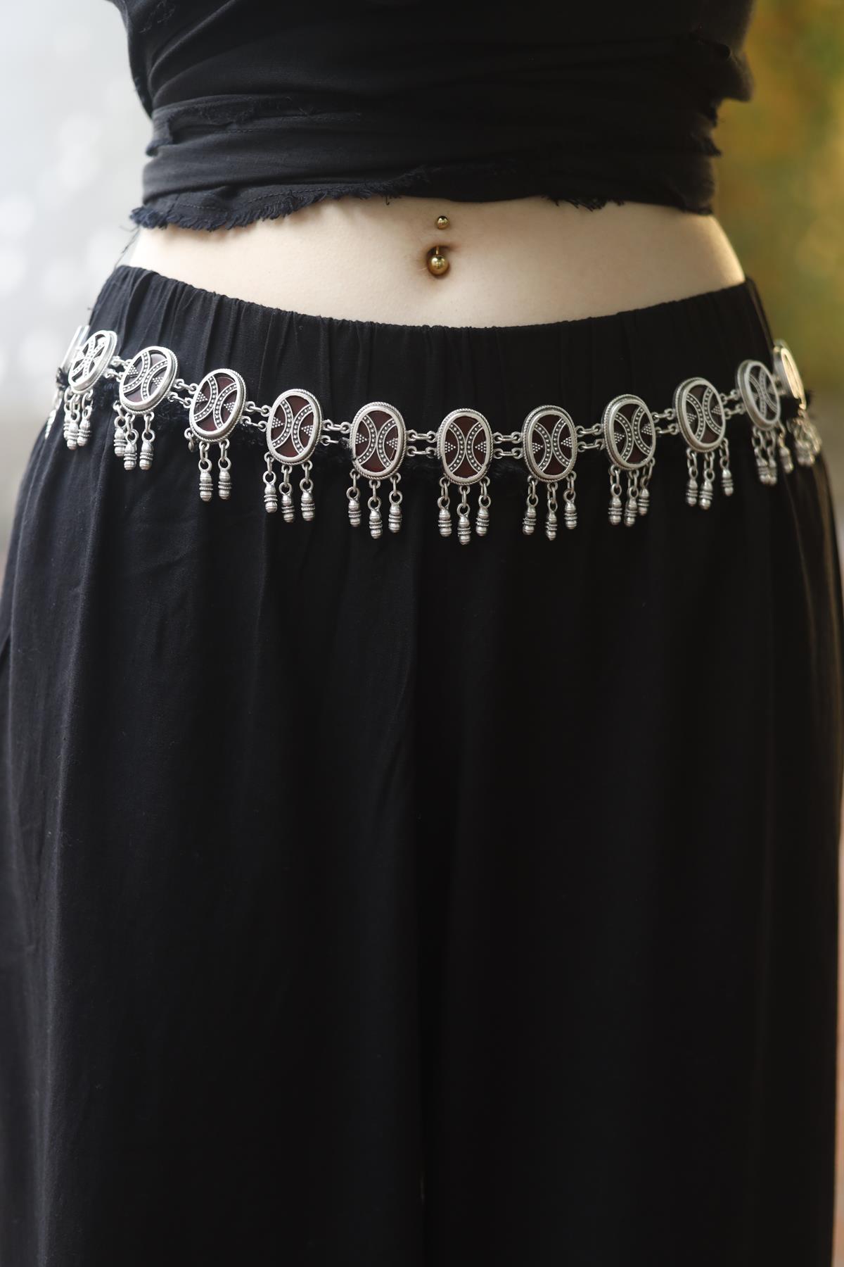 Silver Plated Burgundy Belt