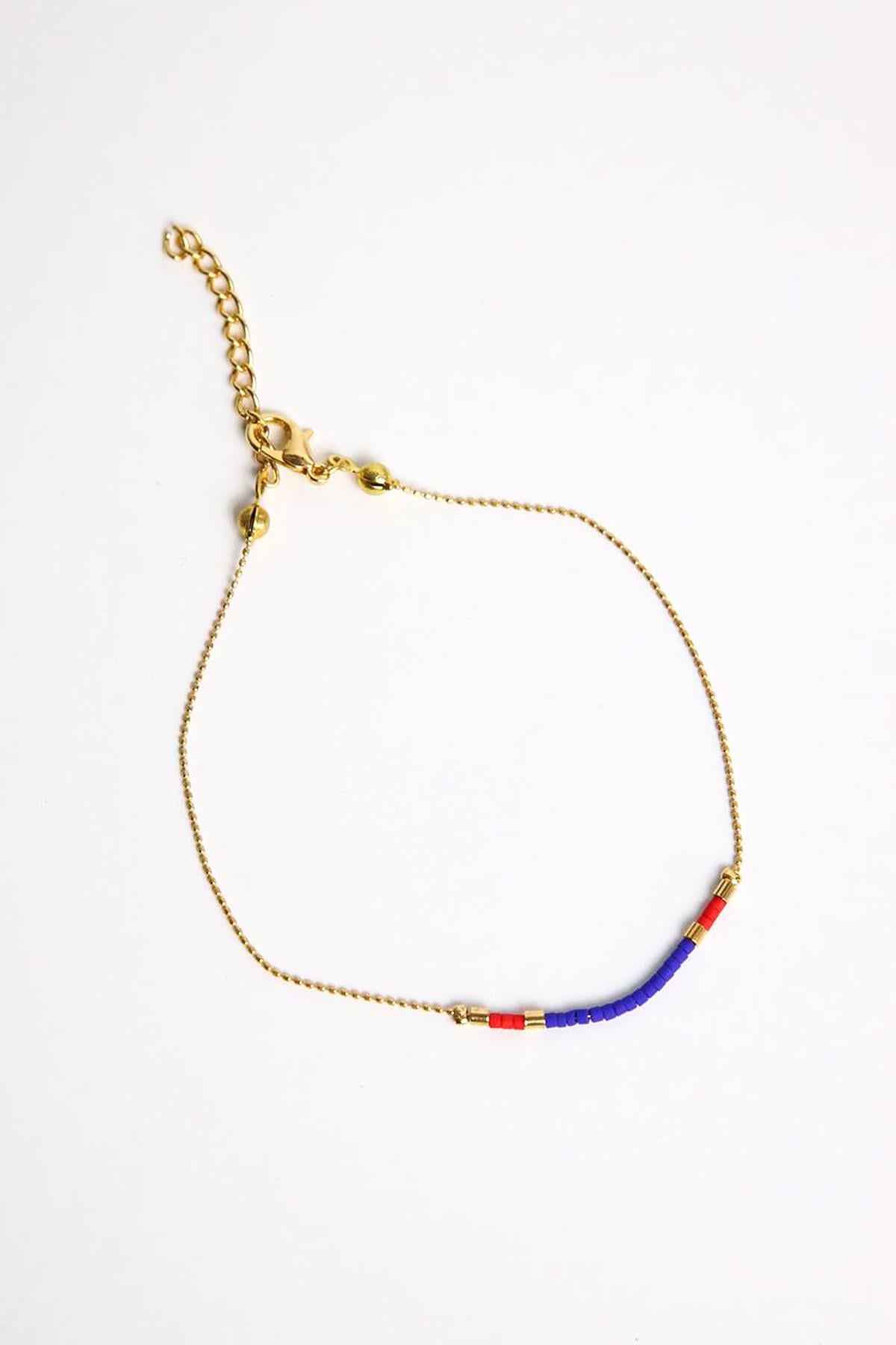  Kırmızı ve Mavi Taş Detaylı Halhal