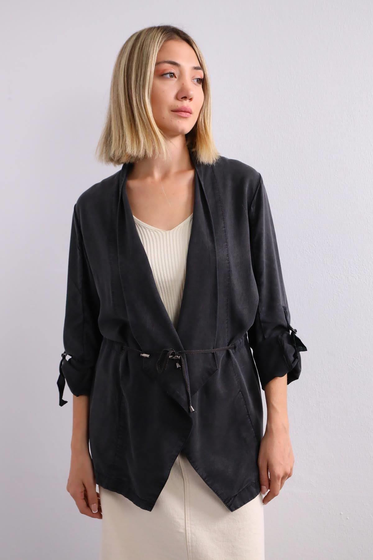 Antrasit Kolları Apoletli Ceket - Şaman Butik Antrasit Kolları Apoletli Ceket