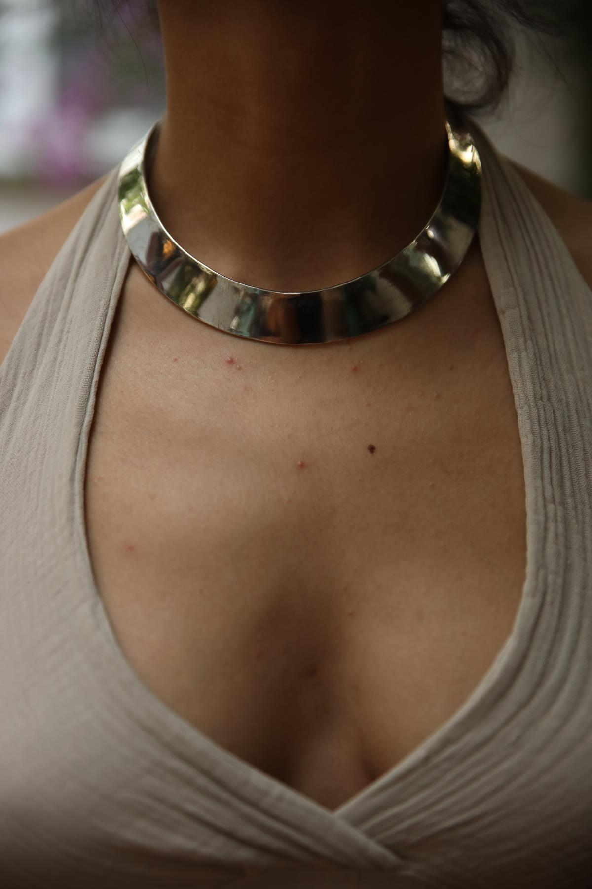 Gümüş Kaplama Tasma Kolye