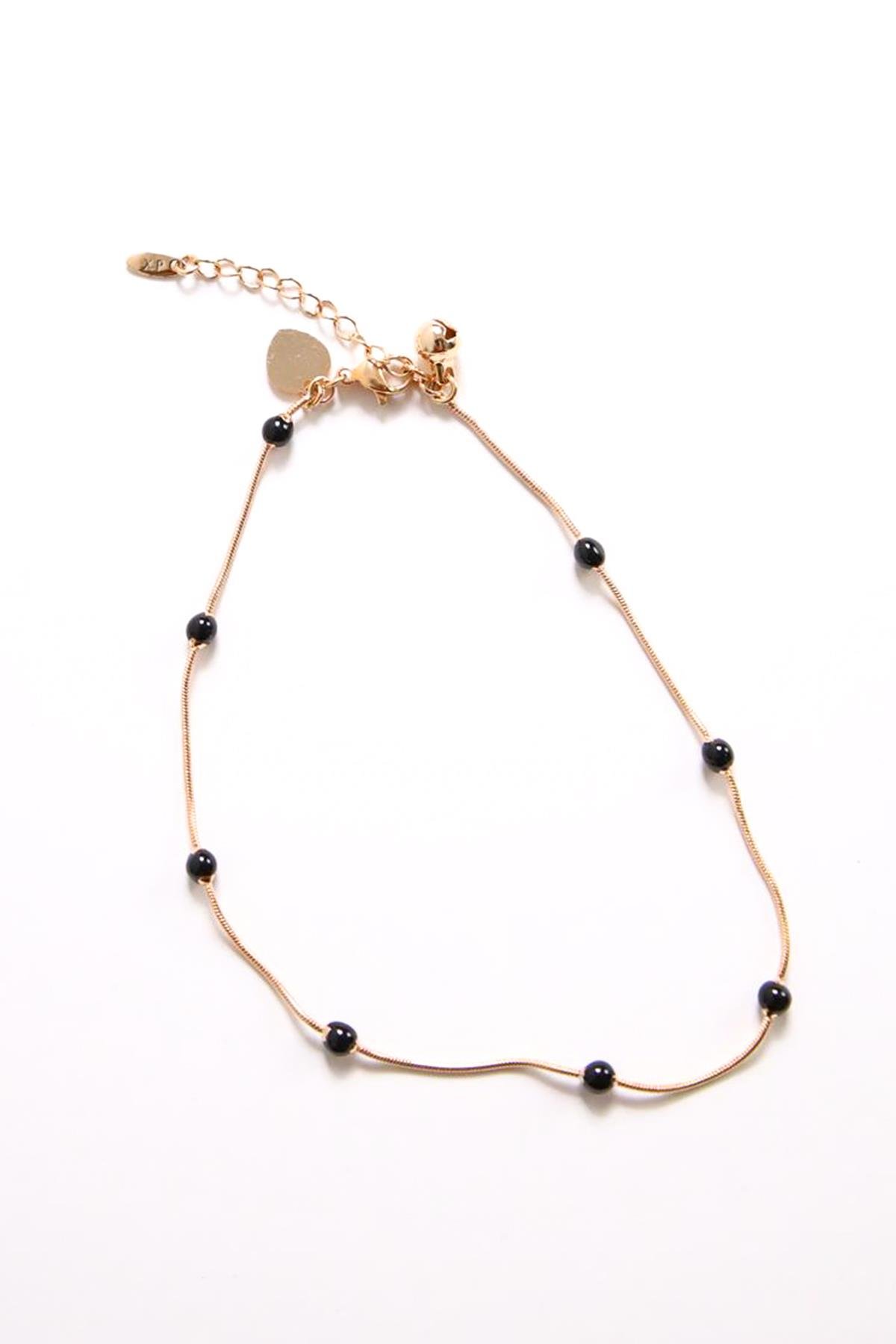  Pul Detaylı Siyah Cam Detaylı Halhal