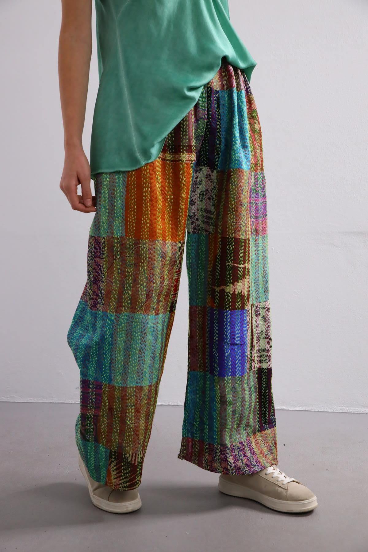 Renkli Patchwork Pantolon - Şaman Butik Renkli Patchwork Pantolon