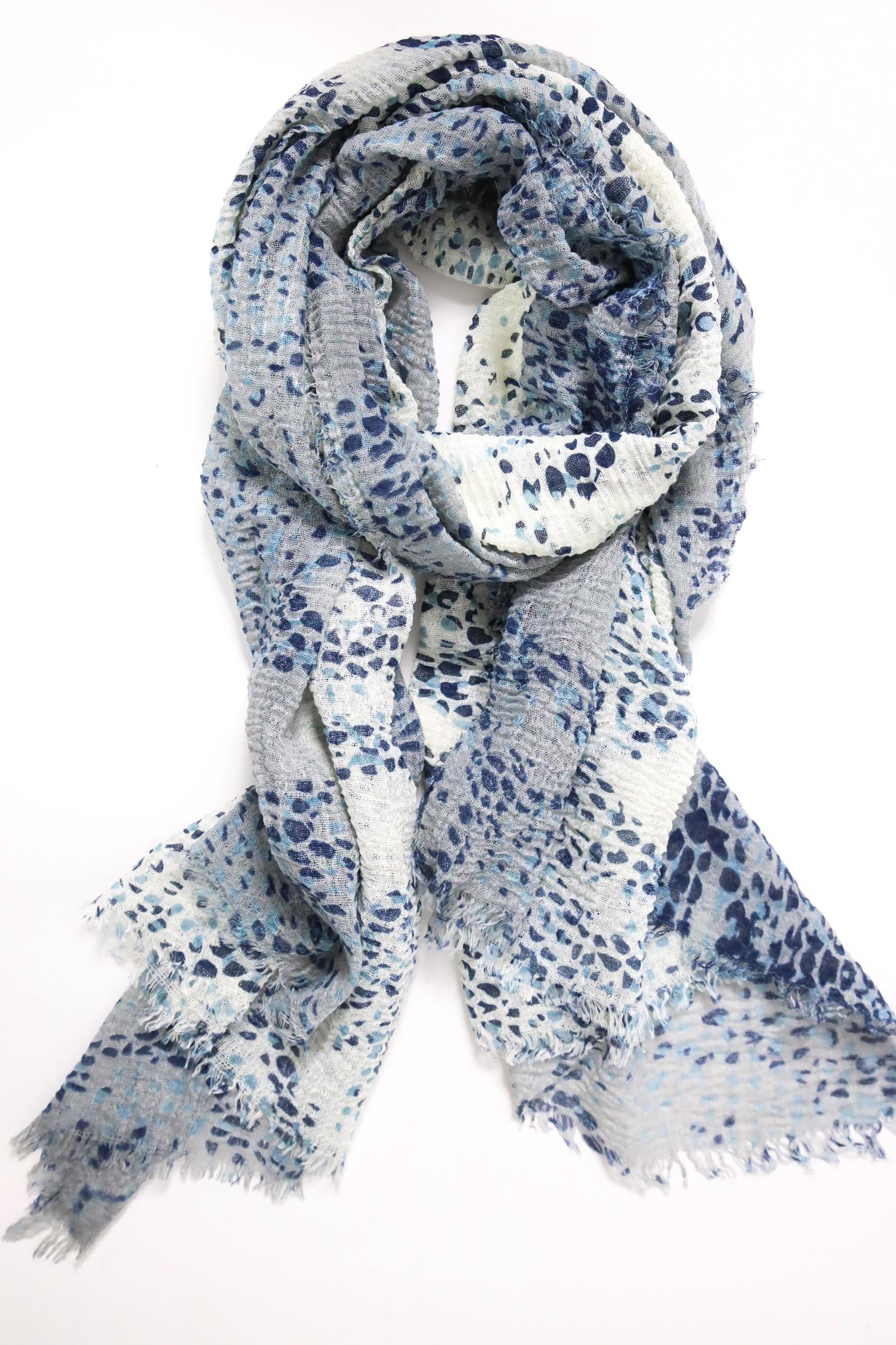 Gri Leopar Desenli Pamuk Şal - Şaman Butik Gri Leopar Desenli Pamuk Şal