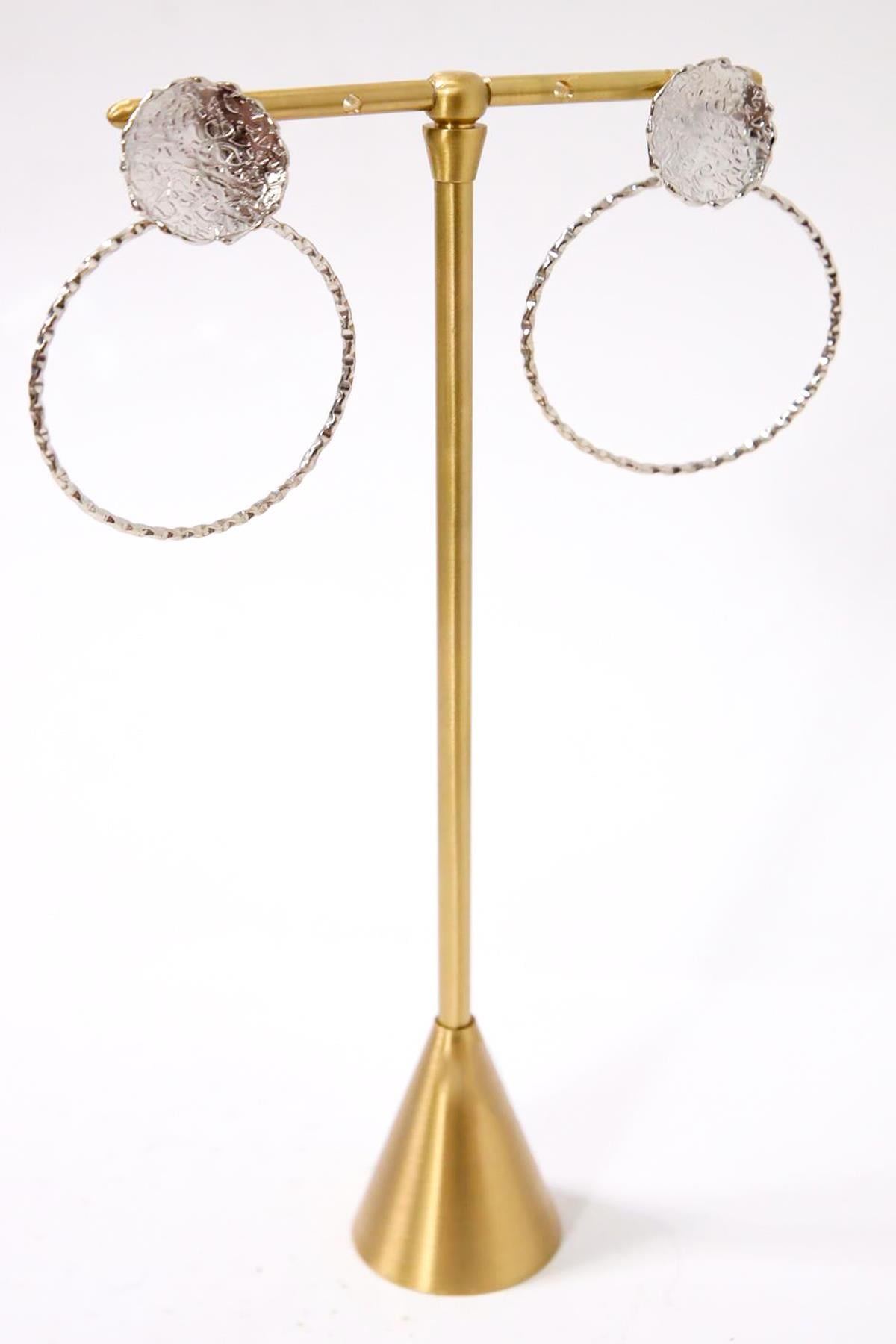 Parıltılı Gümüş Kaplama Halka Küpe - Şaman Butik Parıltılı Gümüş Kaplama Halka Küpe