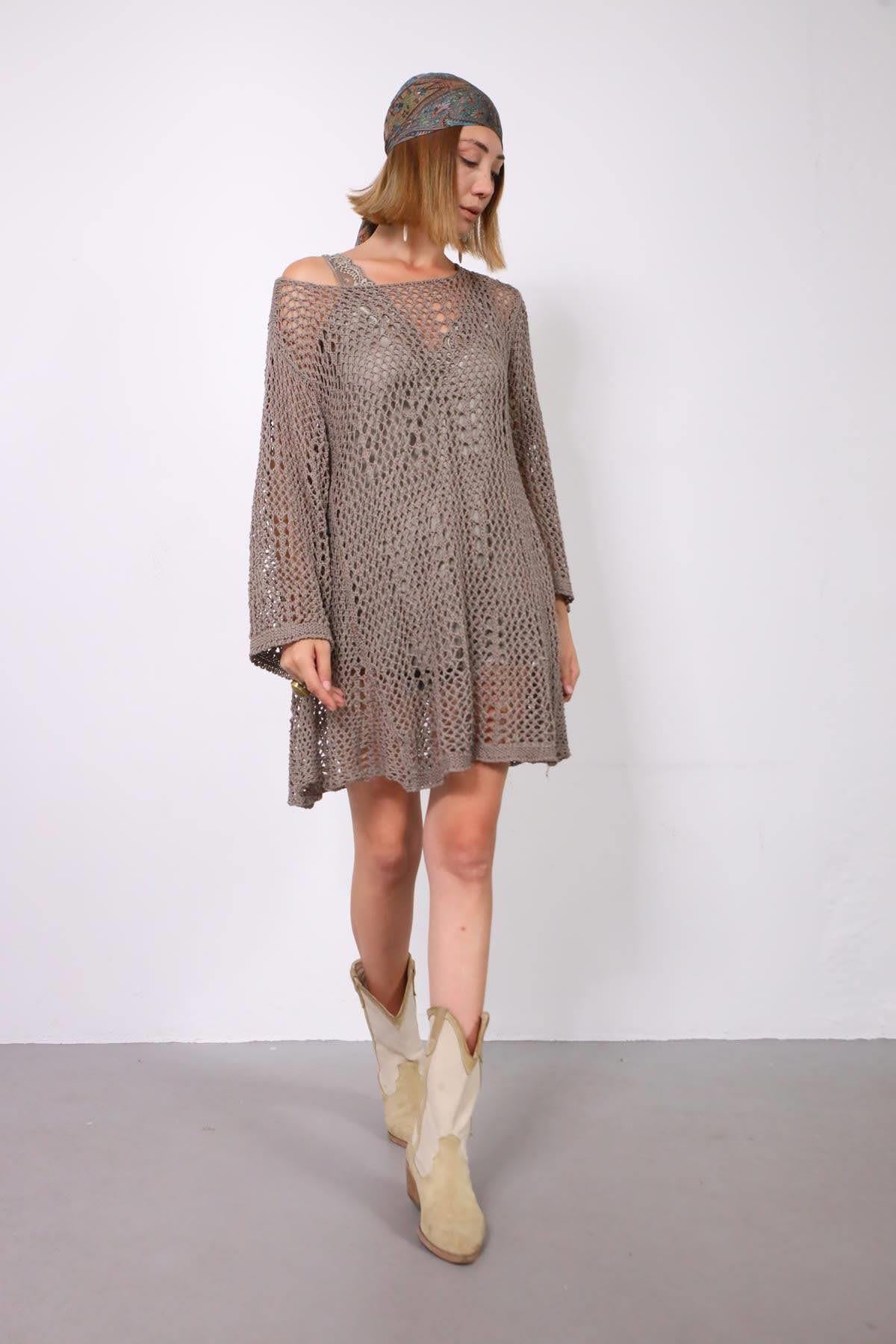 Vizon Rengi Lase Triko Bluz - Şaman Butik Vizon Rengi Lase Triko Bluz