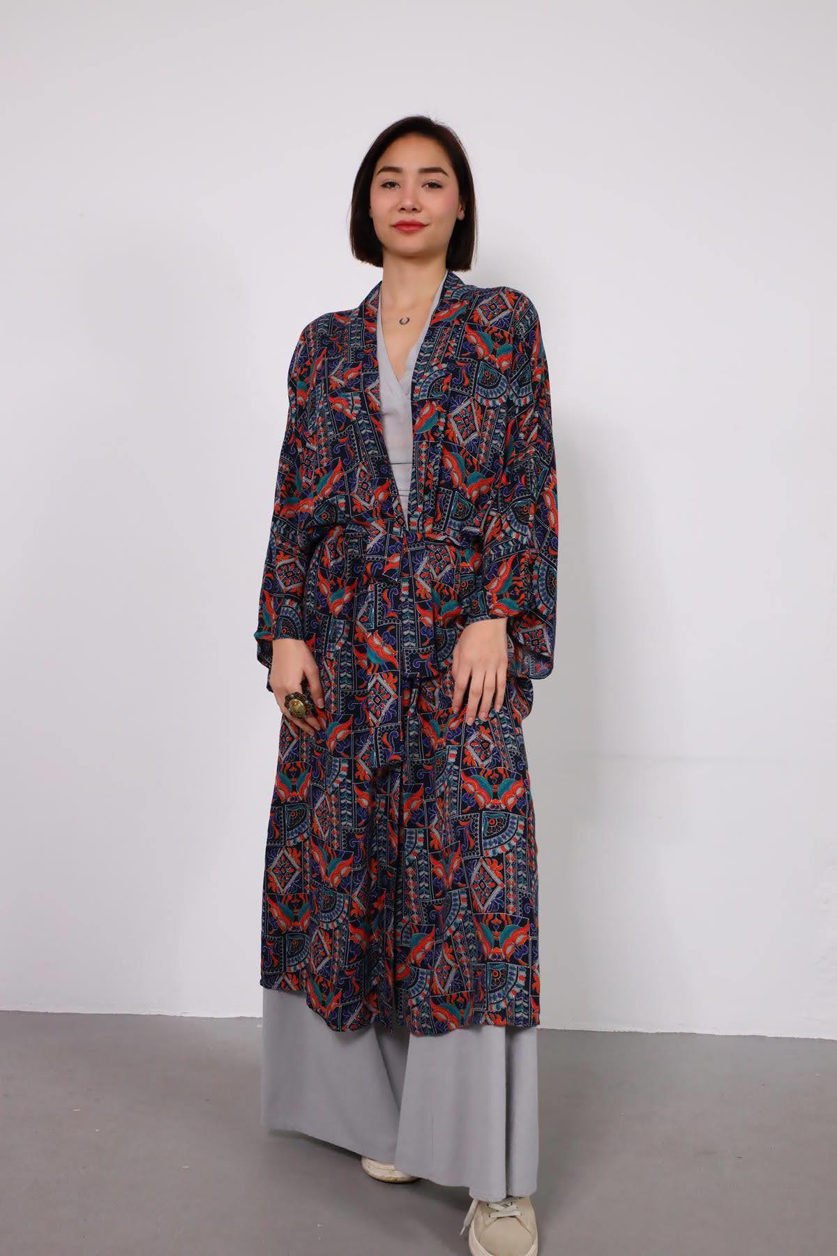 Saman Butik | Shop Online Pink Colorful Patterned Caftan