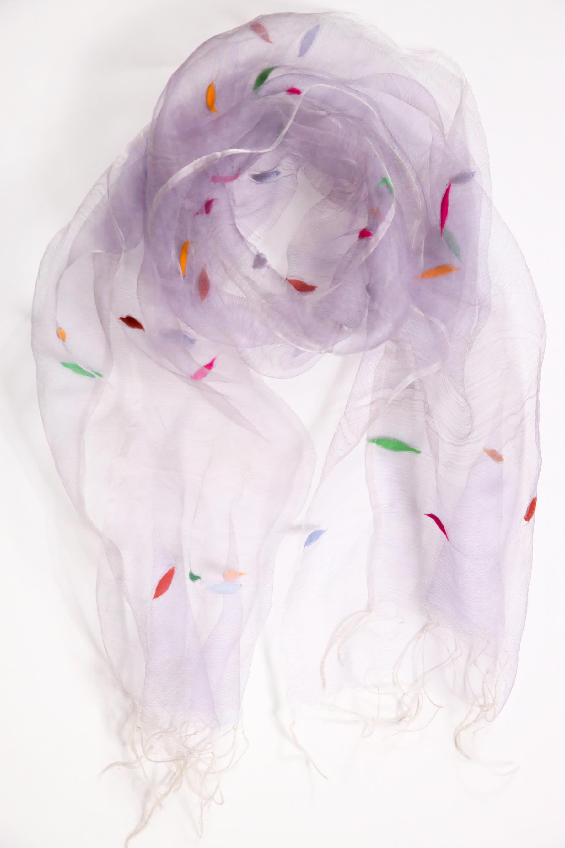 Gri Renkli Pamuk Desenli Tül Şal - Şaman Butik Gri Renkli Pamuk Desenli Tül Şal