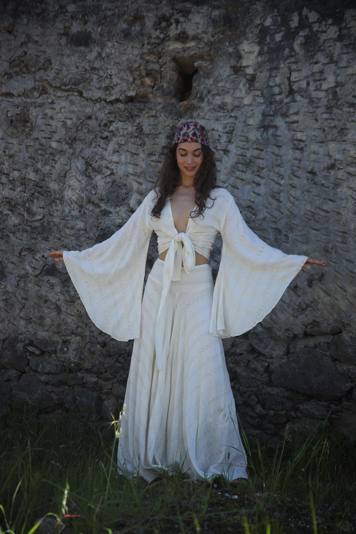 Ekru Payetli İspanyol Kol Bolero