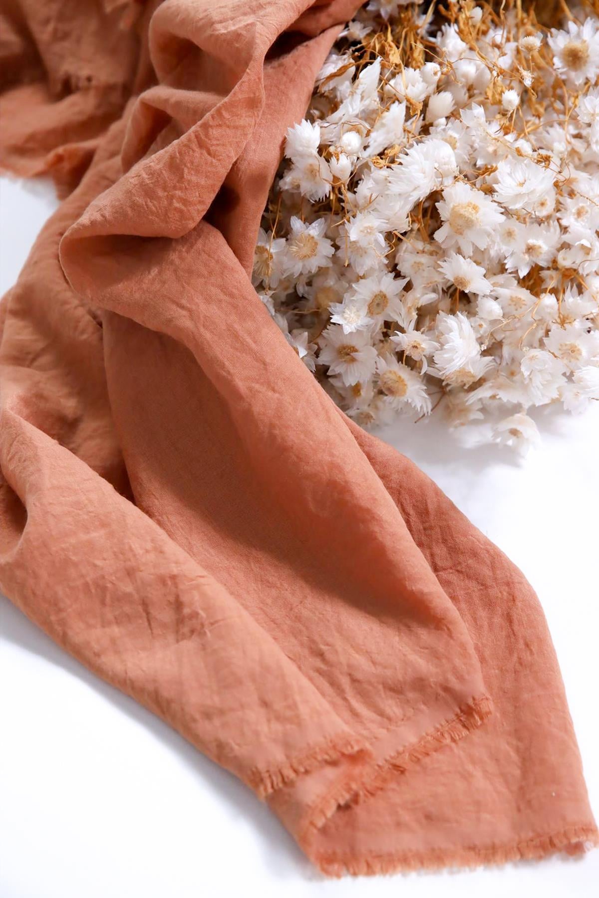 Camel Rengi Saçaklı Pamuk Şal - Şaman Butik Camel Rengi Saçaklı Pamuk Şal