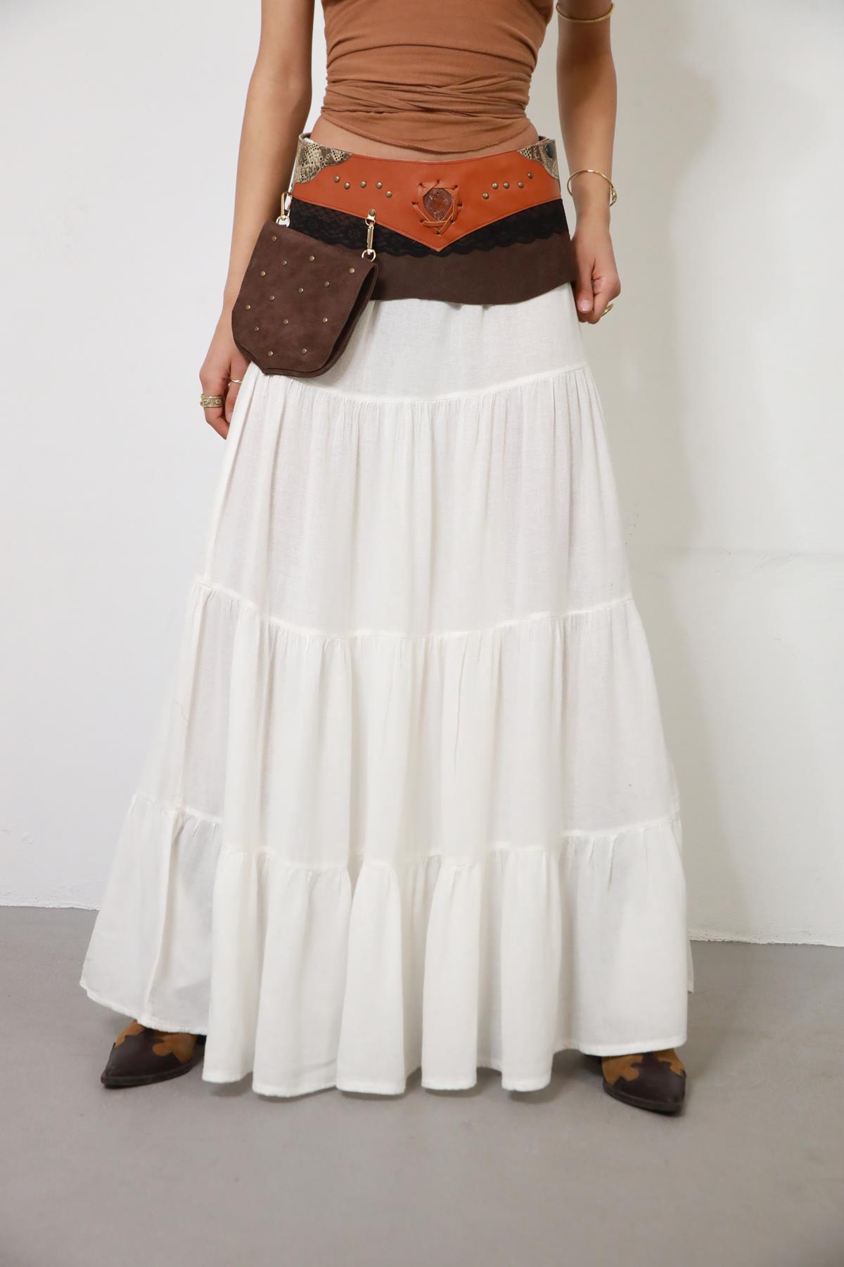 White Layered Long Skirt
