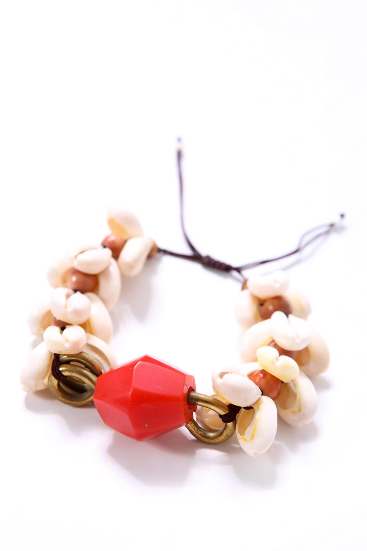 Deniz Kabuklu Mercan Detaylı Bileklik - Şaman Butik Deniz Kabuklu Mercan Detaylı Bileklik