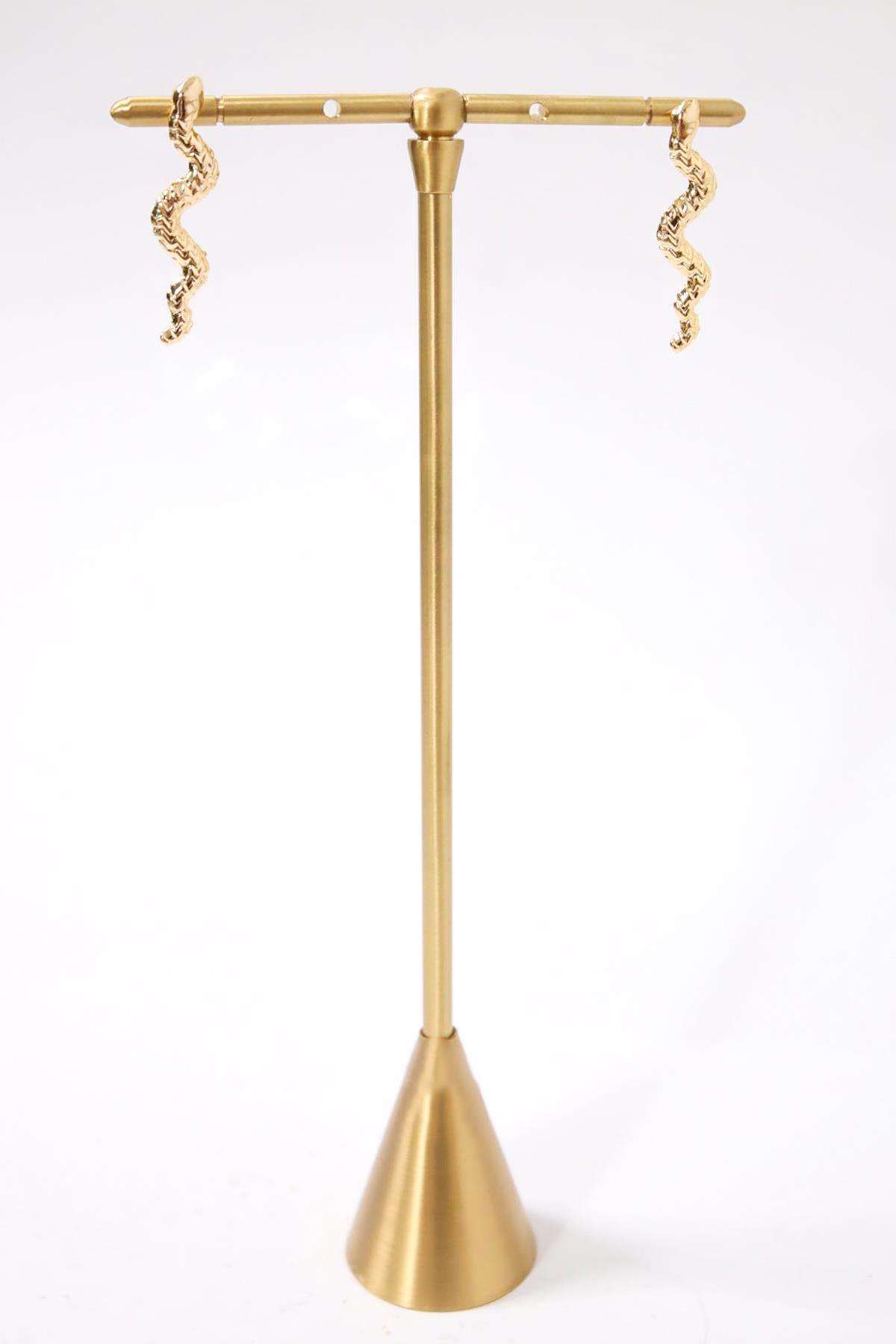 Kısa Altın Kaplama Yılan Figürlü Küpe - Şaman Butik Kısa Altın Kaplama Yılan Figürlü Küpe