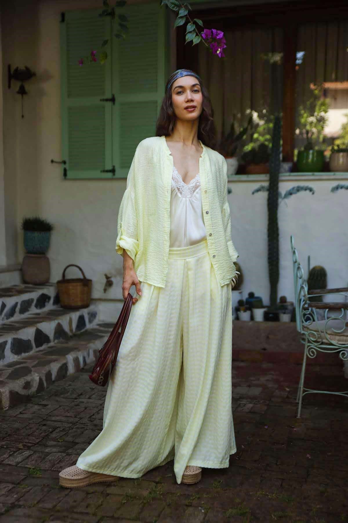 Butter Yellow Ekose Pantolon