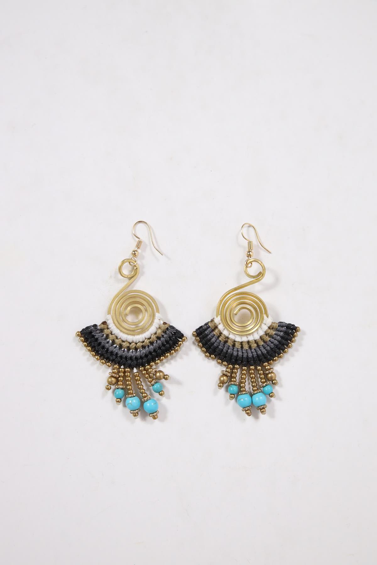  Turkuaz Taşlı Sallantılı Küpe